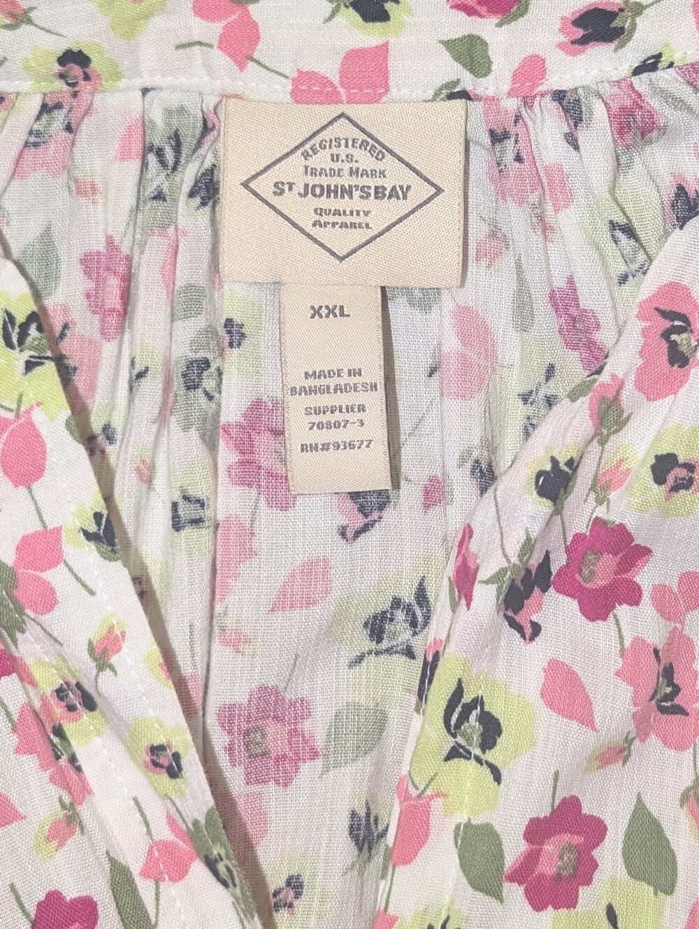 Size XXL Cool Crinkle Cotton/Rayon Floral Boho Style Blouse - Picture 3 of 4